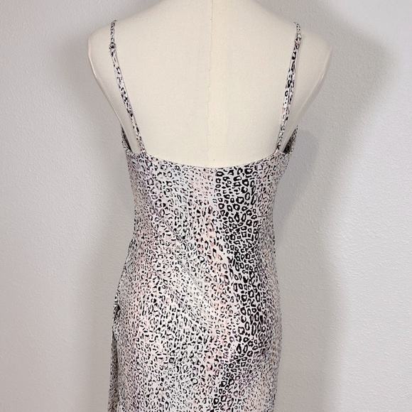 LOVESTITCH Cowl Neck Strappy All Over Pastel Leopard Abstract Print Long Dress - Picture 5 of 9